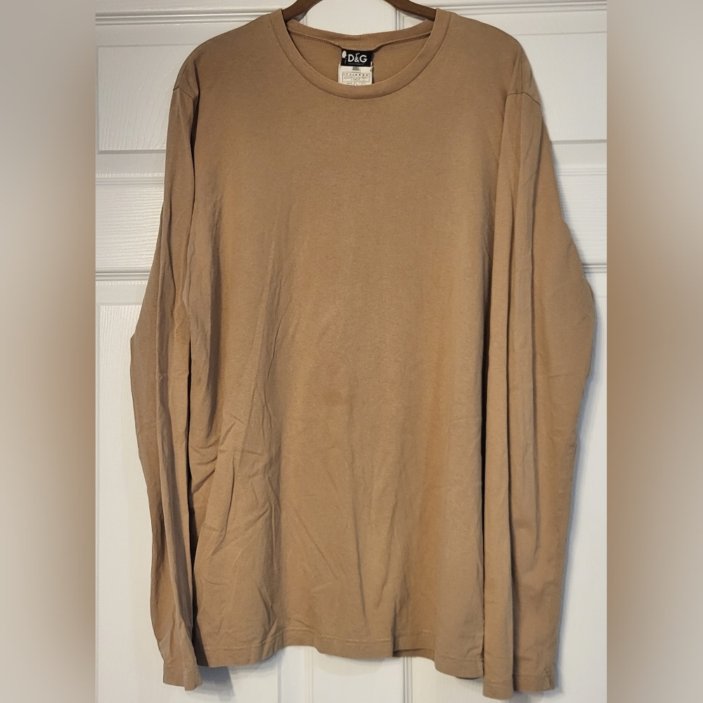 Men's Dolce And Gabbana Jean Tan Long Sleeve Cotton Shirt Size XXXL